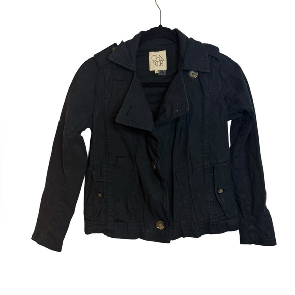 Chaser Black Vintage Dyed Short Trench Coat - Picture 1 of 6